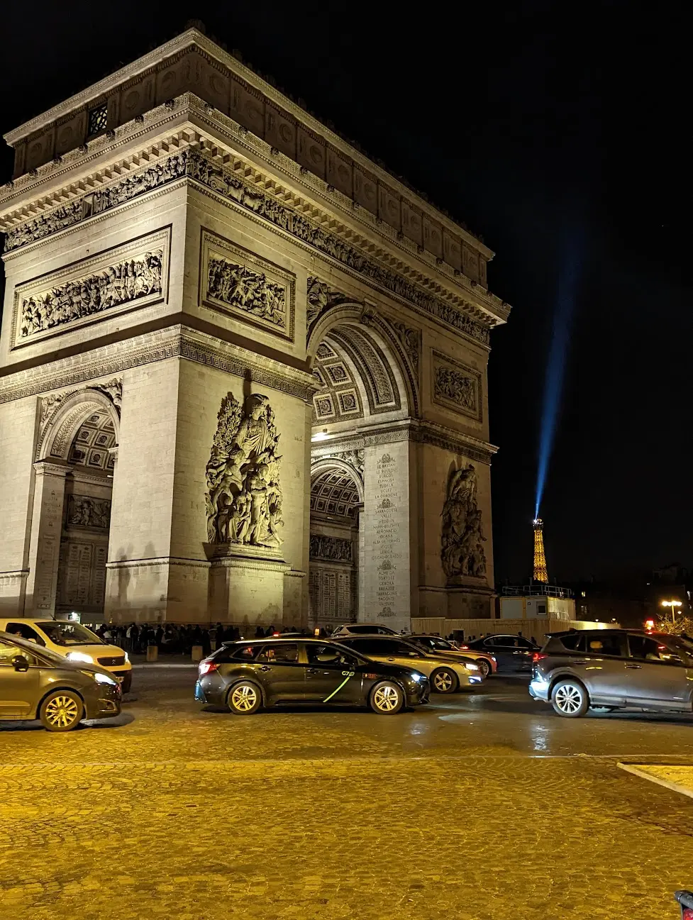 Arc de Triomphe at night, Place Charles de Gaulle, Champs Elysees
